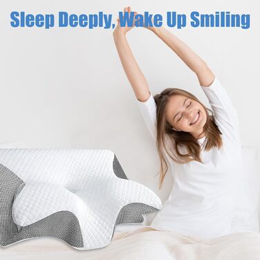 Ортопедична подушка для шиї з піни з ефектом пам&39яті, ергономічна 3D-підтримуюча подушка для шиї для сну на спині та на боці, регульована висота подушки 60357,5/11,5 см, дихаюча чохол, який можна прати