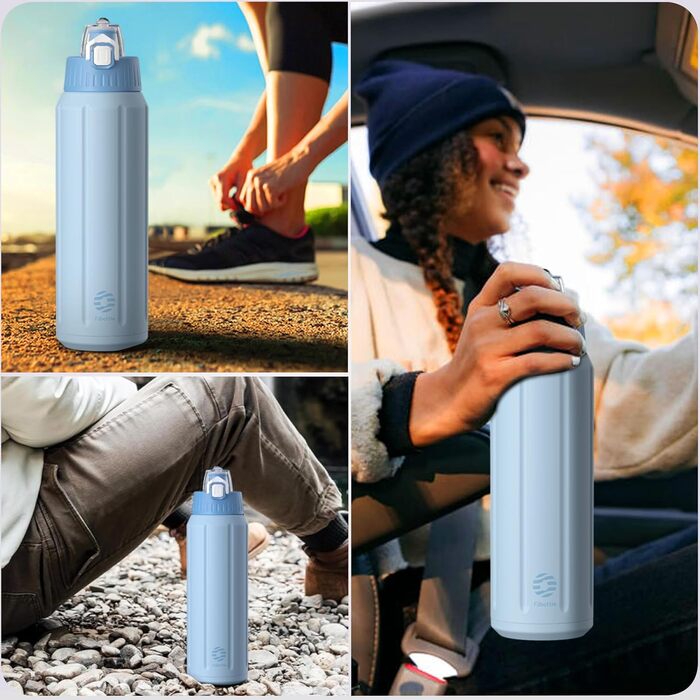Пляшка для пиття об&39ємом 600 мл з кришкою-фільтром та запобіжним замком, герметична термос-пляшка для води, без BPA із застібкою-кришкою, для спорту, бігу, школи, фітнесу, дітей, світло-блакитний