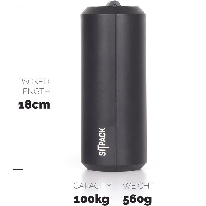 Телескопічний стілець Sitpack 2.0 - Складаний кемпінговий стілець для кемпінгу, подорожей, відпочинку, використання на свіжому повітрі - У комплекті чохол та 2 змінні ніжки - Надзвичайно маленький та легкий - Висота 16,8 см та діаметр 6,7 см, 560 г - Витр