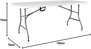 Складаний стіл Home Vida, 1,5 м, міцний, надзвичайно міцний, для кемпінгу, фуршету, весілля, ринку, саду, вечірки, багажника автомобіля, стайні, пікніка, кабінки, для використання в приміщенні та на вулиці, складна ручка для перенесення