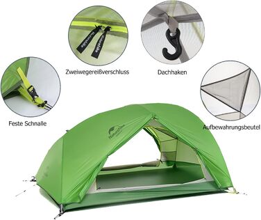 Намет для походів Naturehike Star Trails EXT, надлегкий кемпінговий намет на 1 особу, водонепроникний намет для пригод на свіжому повітрі, компактний дизайн із сумісністю з автомобілем, 20D Bud Green