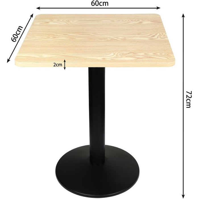 Обідній стіл OHMG, квадратний, на одній ніжці, європейський стиль, підходить для 4 осіб, виготовлений з заліза та дерев&39яних дощок, кухонний стіл, обідній стіл, стіл для вітальні, стоячий стіл 60*60*75 см (прямокутник-60*60*75 см-D)