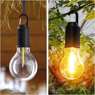 Вуличні казкові вогні, акумуляторні світлодіодні лампочки, портативні кемпінгові вогні, 3 режими освітлення, теплий білий колір, підходить для кемпінгу на свіжому повітрі, садового освітлення, екстреного відключення електроенергії, 4 шт.