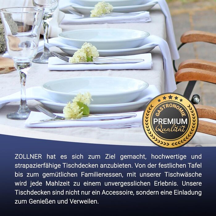 Скатертина ZOLLNER розміром 130х220 см (після прання) - міцна та зносостійка бавовняна столова білизна - шовковистий, блискучий ат