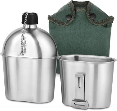 Набір з 2 пляшок для води з нержавіючої сталі об&39ємом 1000 мл та 600 мл з кришкою для активного відпочинку, кемпінгу, походів та подорожей