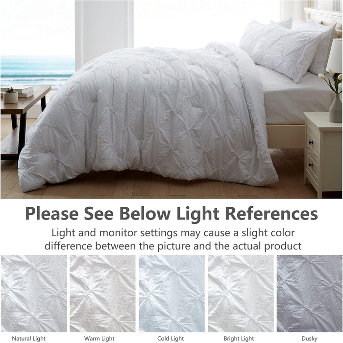 Комплект постільної білизни SEMECH Queen, ультрам'яка мікрофібра, 3-спальний, білий, двоспальний, з 2 наволочками