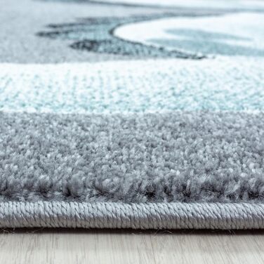 Дитячий килим милий динозавр візерунок синій і сірий 120 х 170 см - килим з коротким ворсом дитяча кімната дитяча кімната для дівч