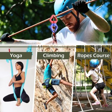 Захисне пристосування TRIWONDER 30kN 360 Rotator Switch Spinner, обертовий карабін для гамаків для скелелазіння, червоно-синій