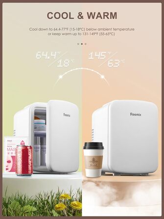 Міні-холодильник Reemix, 4 літри/6 банок, портативний персональний холодильник для догляду за шкірою, косметики, напоїв, їжі, ідеа