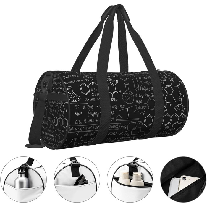 Дорожня сумка Ананас, кругла, великої місткості, легка та міцна, ідеальний подарунок для походів, відпустки, ділових поїздок та іншого, абстрактний науково-хімічний 3D малюнок, універсальний розмір