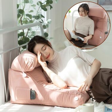 Подушка для читання з опорою для спини та клином, подушка для поперекової підтримки для читання, відпочинку та перегляду телевізора, ідеально підходить для сидіння в ліжку, сірий колір, 556030 см (без підголівника)