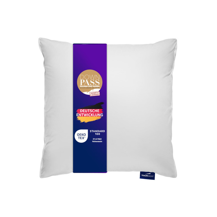 Пухова подушка Traumnacht Comfort з високоякісним напівпуховим наповнювачем та пухостійким чохлом зі 100 бавовни, сертифікована Oeko-Tex, 80 x 80 см, виготовлена за німецькими стандартами якості, 1 пухова подушка 80 x 80 см