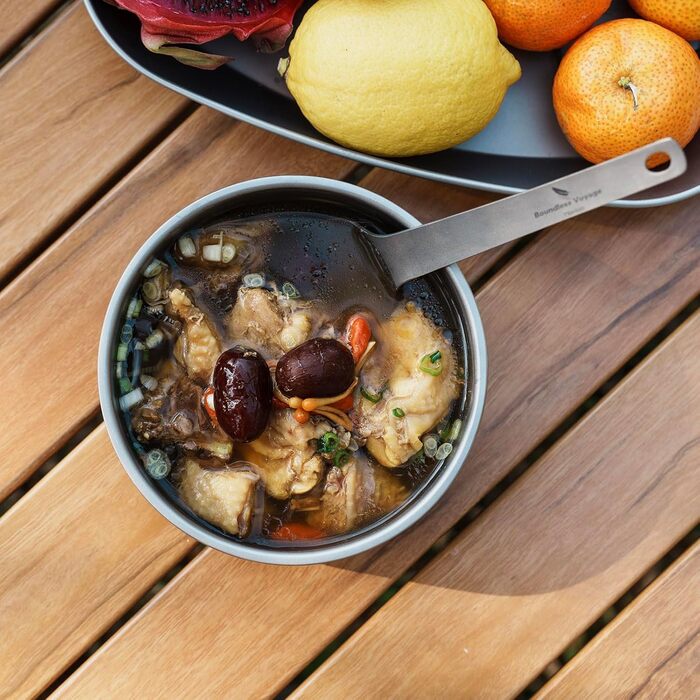 Титанова миска для рисового супу 420 мл Двостінна миска, стійка до опіків, чайна чашка, легкий посуд для кемпінгу на свіжому повітрі для дорослих та дітей, для піших прогулянок, пікніків та походів Ti1084T Ti1084t-420ml