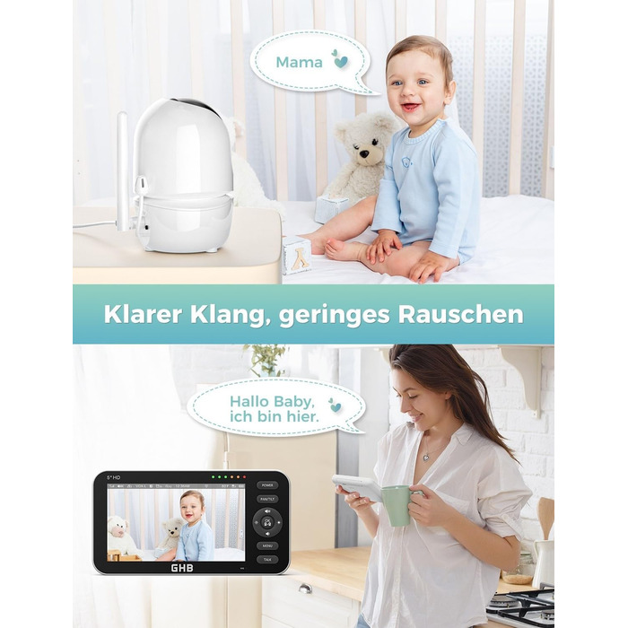 Монітор для дитини з камерою 5-дюймовий РК-дисплей Камера для спостереження за дітьми Режим VOX Двостороння розмова Нічне бачення