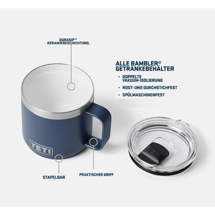 Штабельована кружка YETI Rambler з керамічним покриттям DuraSip, колір Rescue Red, 414 мл