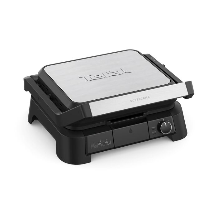 Електрогриль 3в1 Tefal SuperGrill контактний гриль, настільний гриль та BBQ, 2000 Вт, 3 рівні висоти, антипригарне покриття, для м'яса, овочів та сендвічів, до 6 порцій