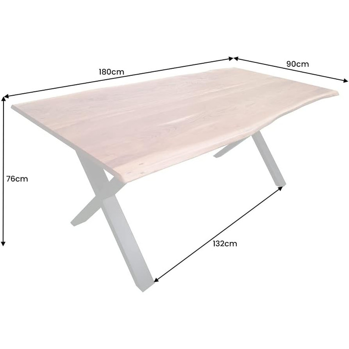 Обідній стіл Riess Ambiente з масиву дерева Mammut Nature 180 см, акація, натуральний край, стільниця 2,6 см