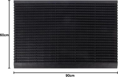 Килимок для дверей KARAT для використання в приміщенні та на вулиці - Килимок для дверей з міцними щітками - Вхідний килимок - Килимок для бруду, скребок для взуття, килимок для дверей (60 x 90 см, гума) Гума 60 x 90 см (прямокутний)