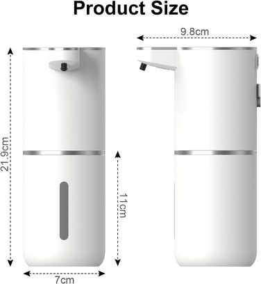 Автоматичний дозатор рідкого мила, індикатор живлення, електричний дозатор мила 380 мл з датчиком, 4-ступінчастий регульований об'