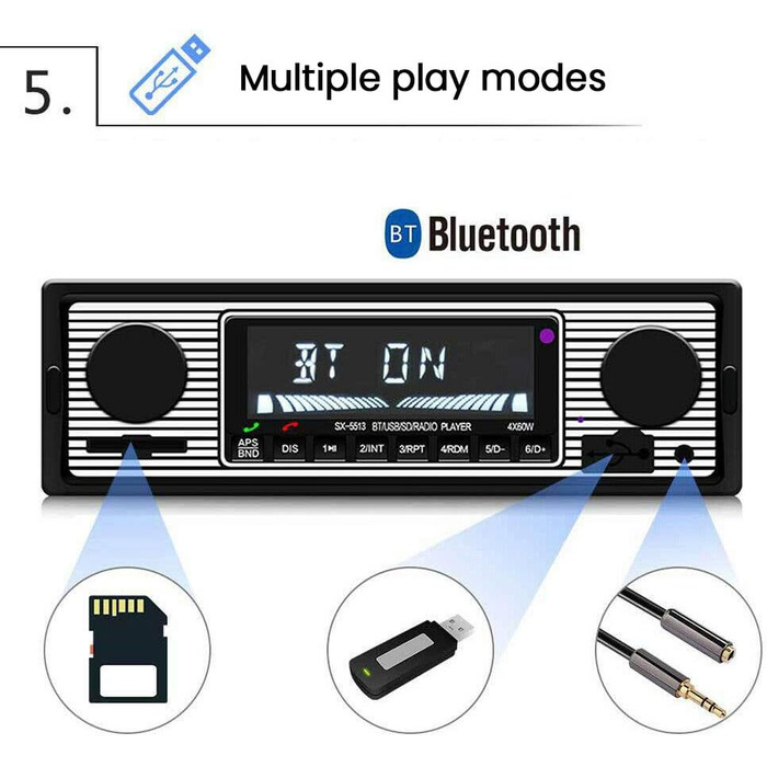 Автомобільний MP3-плеєр, Автомобільне радіо MP3-плеєр FM-радіо Bluetooth Гучний зв'язок Автомобільна стереосистема Цифровий медіаплеєр Автомобільні аксесуари USB 2.0 Музичний плеєр (чорний - приблизно 188x57x65 мм)