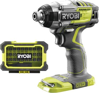 Безщітковий акумуляторний ударний гайковерт Ryobi DeckDriveTM ONE 18 В R18IDBL-0, з набором насадок 3, крутний момент 270 Нм, безщ