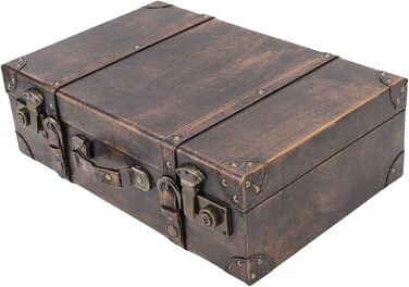 Декоративний вінтажний футляр для зберігання, чарівна ретро-скриня для багажу, реквізиту для весільної фотографії, антикварна скриня для декору кімнати для гостей, 45 x 30 x 15 см (коричневий)