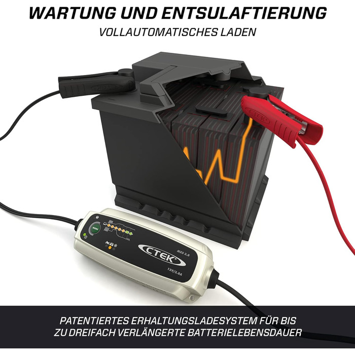 Багатофункціональний зарядний пристрій CTEK MXS 3.8 з 7-ступінчастою програмою, 12 В 3,8 А (штекер ЄС) одинарний
