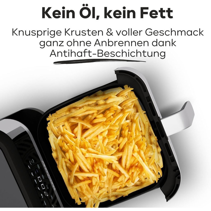 Аерофритюрниця ProfiCook 8 л Безмасляне приготування Airfryer з 7 програмами XXL-модель з мінімумом диму та запахів PC-FR 1269 H, нержавіюча сталь *Модель 2024*