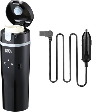 Дорожній електричний чайник 24В/12В для автомобіля/вантажівки, нагрівальна кружка 480 мл з кришкою, що захищає від проливання, гер