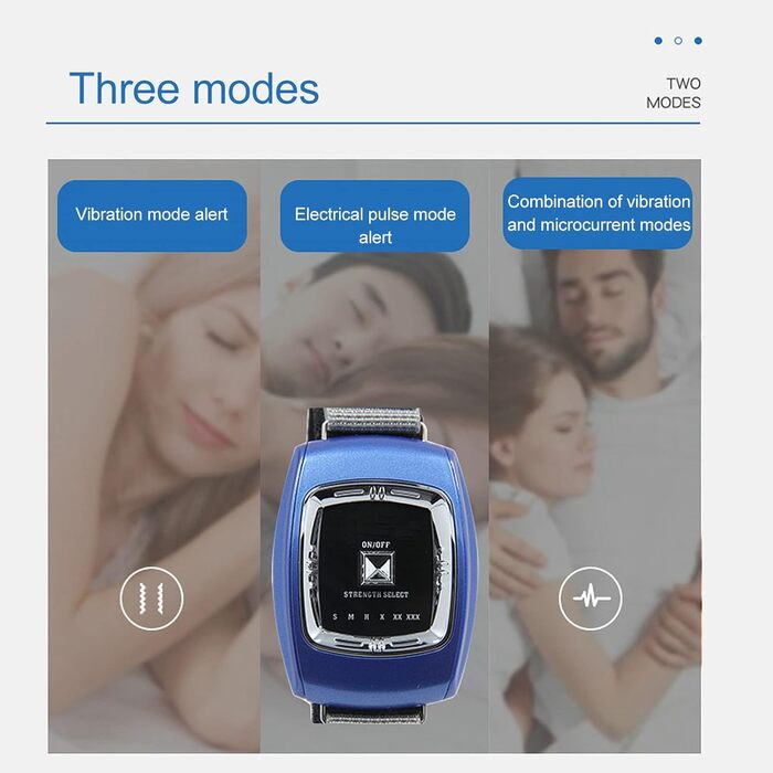 Пристрої проти хропіння, браслет проти хропіння Sleep Connection з 3 режимами, ефективне рішення від хропіння, інтелектуальна зупинка хропіння для заблокованих ніздрів, зменшення хропіння синього кольору