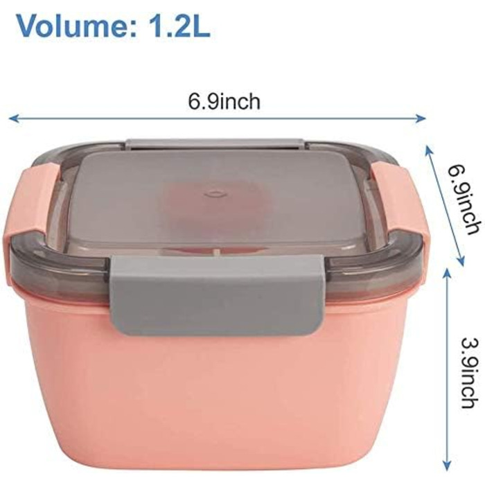 Ланч-бокс MUJUZE з відділеннями, Салат з собою, Ланч-бокс зі столовими приборами для дорослих/дітей, Ланч-бокс стійкий герметичний