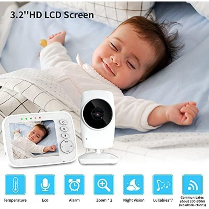 Дитячий телефон 3,2-дюймовий радіоняня 2,4 ГГц Дитяча камера з РК-камерою нічного бачення Цифрове відео високої чіткості та функці