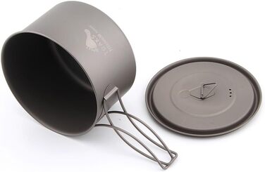 Ультралегка чашка для кемпінгу TOAKS Pure Titanium Cup з кришкою та складною ручкою, сірого кольору