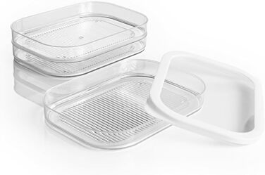 Набір контейнерів для делікатесів HAC24 з 8 предметів, придатний для використання в холодильнику з кришками, 6 шарів, 6 x 550 мл, для ковбас та сиру, контейнери для зберігання харчових продуктів
