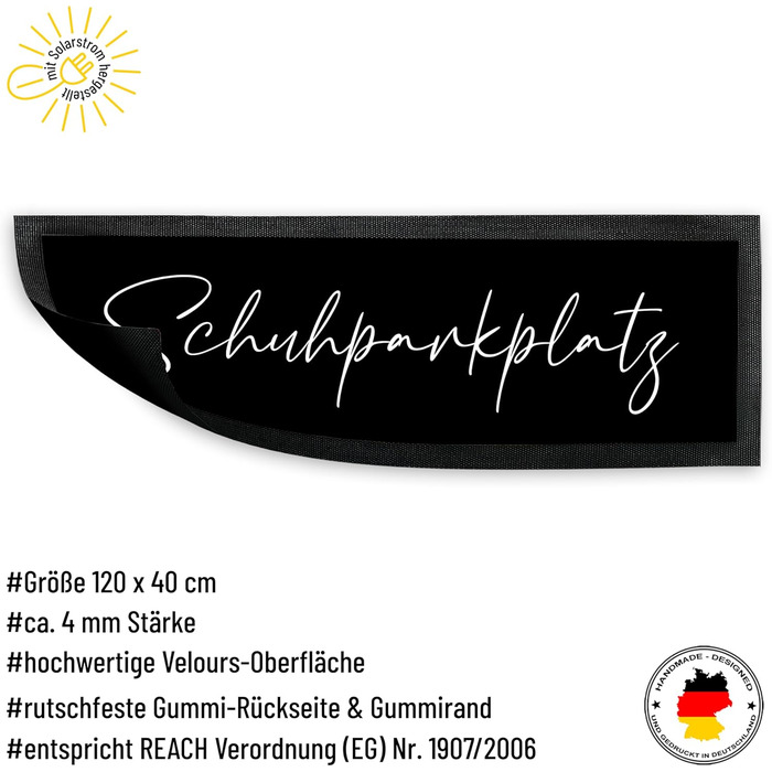 Декоративний килимок для дверей True Statements 120x40 см з написом Парковка для взуття - Надзвичайно тонкий килимок для дверей з нековзною підкладкою та велюровою поверхнею - Декоративний килимок для коридору та дому - Подарунок на новосілля Парковка для