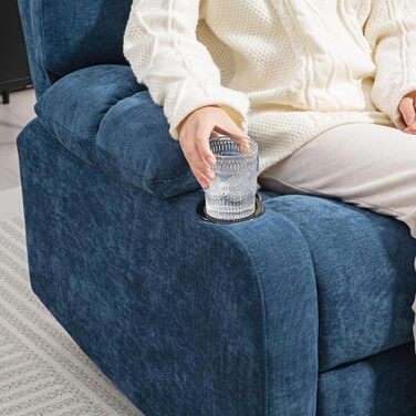 Крісло для телевізора HOMCOM з функцією відкидання, шезлонг з регульованою спинкою та підставкою для ніг, крісло-реклайнер з лляним ефектом для вітальні та спальні, темно-синє