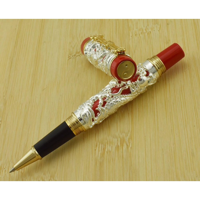 Кулькова ручка Jinhao Fountain Pen, гладка, Дракон і Фенікс, 3D і каліграфічна ручка, Кулькова ручка, Бізнес-подарунок, 0,5 мм, Чорна