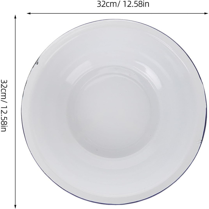 Загальна емальована чаша Біла 32 см потовщена вінтажна емальована чаша Велика побутова чаша для миття, замішування, подачі та приготування салатів