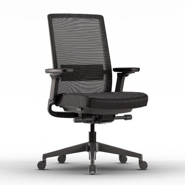 Активне офісне крісло матово-чорного кольору ПЕРЕМОЖЕЦЬ ТЕСТУ Ергономічне офісне крісло з функцією нахилу сидіння та адаптивною поперековою опорою Повністю регульоване офісне крісло для оптимального положення сидіння Обертове крісло матово-чорного кольору