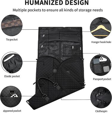 Сумка для одягу Seyfocnia Convertible для жінок, шкіряні сумки для одягу з чохлом для взуття, підвісні дорожні сумки 2-в-1, модні чорні