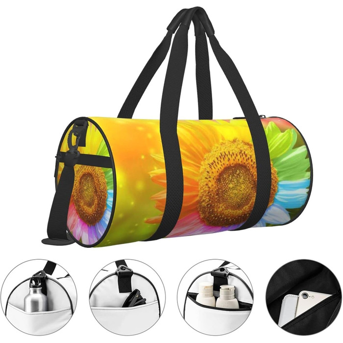 Дорожня сумка-циліндр з квітковим візерунком, спортивна сумка для чоловіків та жінок, сумка-мішок, спортивна сумка