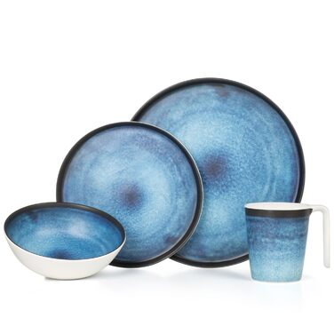 Набір посуду для кемпінгу на 1 особу, 4 предмети Меламін Набір посуду для пікніка Набір посуду для кемпінгу Deep Ocean Design з 4 предметів