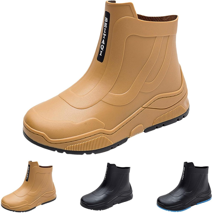 Дощові та водозахисні черевики для чоловіків та жінок, однаковий верх, гумові черевики, повсякденні, модні, для активного відпочинку, роботи, риболовлі, миття автомобіля, кухні, без бахіл, захист від дощу, чоловічі черевики, жовті, розмір 41 1