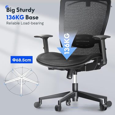 Офісний стілець FLEXISPOT OC3 Ергономічне робоче крісло Комп&39ютерне крісло з регульованою висотою сидіння, підголівником, підлокітниками, поперековою опорою та роликами Робочий стілець (чорний) OC3 Basic (чорна сітка)