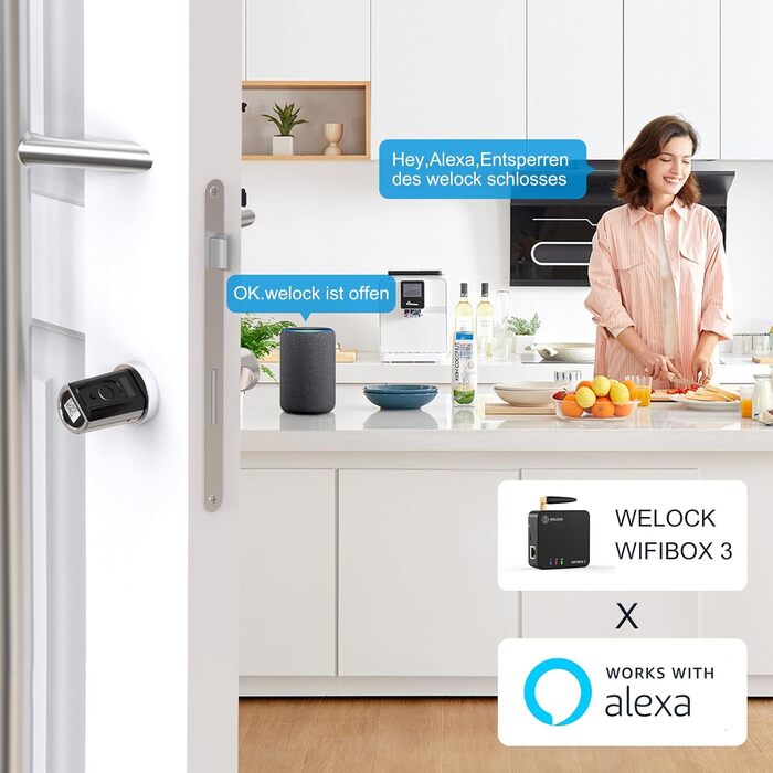 З WIFIBOX 3, електронний дверний замок з RFID-картою Bluetooth WiFi IP65, працює з Alexa, регулювання для дверей 50-100 мм, 41