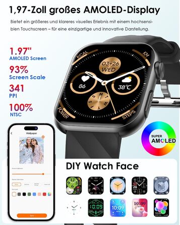 Новий смарт-годинник з ЕКГHRV/ІМТ/сечовою кислотою для чоловіків і жінок, 1,97-дюймовий AMOLED годинник для здоров&39я з Bluetooth-дзвінками, 24-годинний монітор серцевого ритму/сну/кров&39яного тиску/екстрений виклик SOS, фітнес-годинник для Android/iOS 