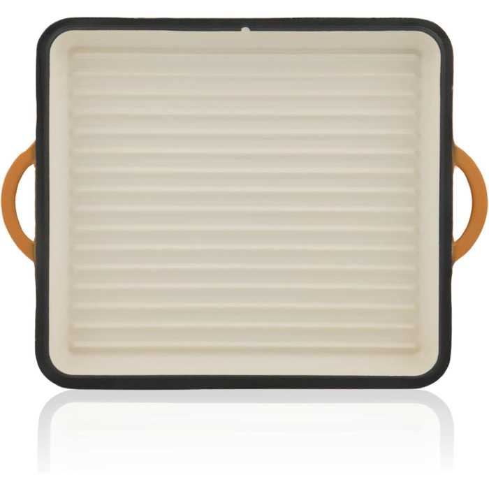 Чавунна емальована жаровня Mahlzeit 10,5 л Сонячний апельсин жаровня 2 в 1 зі сковородою жаровня з кришкою, безпечна для духовки,