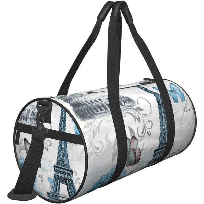 Спортивна сумка для подорожей, стильна з квітковим принтом, дорожня сумка на ніч, чорна, універсальний розмір