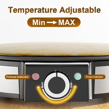 Млинниця, електрична млинниця 1200 Вт, нагрівальна поверхня Ø 30 см, антипригарне покриття, безступінчасте регулювання температури