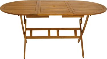 Садовий стіл DEGAMO, розкладний стіл, сільський стиль, 85x160 см, акація, коричневий олійний, сертифікований FSC, складаний, для вулиці